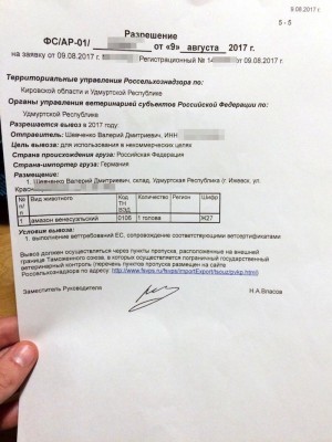 получение разрешения на вывоз животного из России