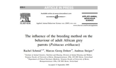 статья о влиянии методов выкармливания птенцов попугаев жако на поведение